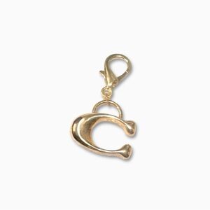 Gold Plated Signature C Mini Bag Charm, Gold Tone C Bag Charm, Trendy Bag Charm